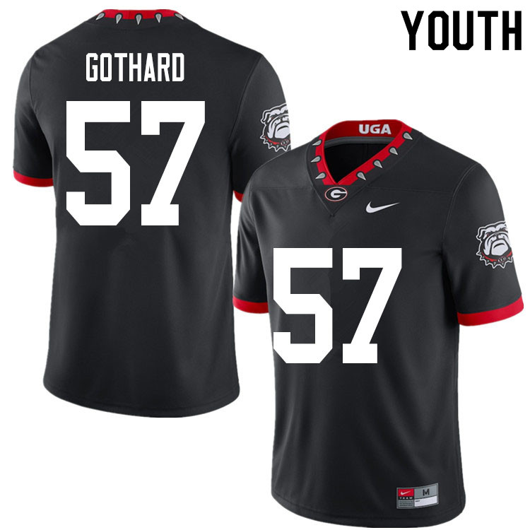 Georgia Bulldogs Youth Daniel Gothard #57 Black 2020 Mascot 100th Anniversary Stitched College UGA Football Jersey 23TM014MJ